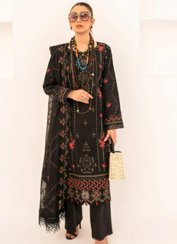 Dyed Lawn Embroidered Dress With Sleeves