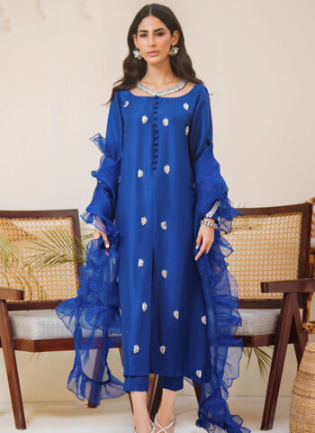 Electric Blue Pure Raw Silk Dress