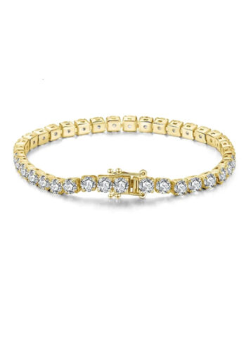 Gold Tennis Bracelet With Round Shape