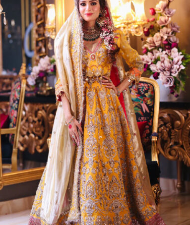 Handcrafted Yellow Wedding Dress For Women